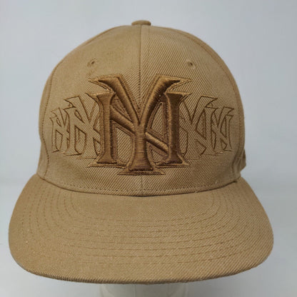 Head Global Men's Fitted Hat Tan Size 7 3/8 Embroidered NY Logo