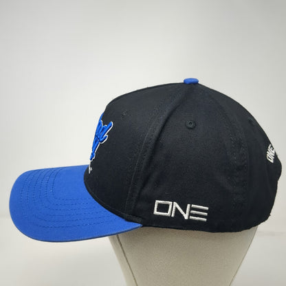 Dad Gang 5 Panel Black Blue One Size Snapback Hat Logo Script Embroidery Graphic