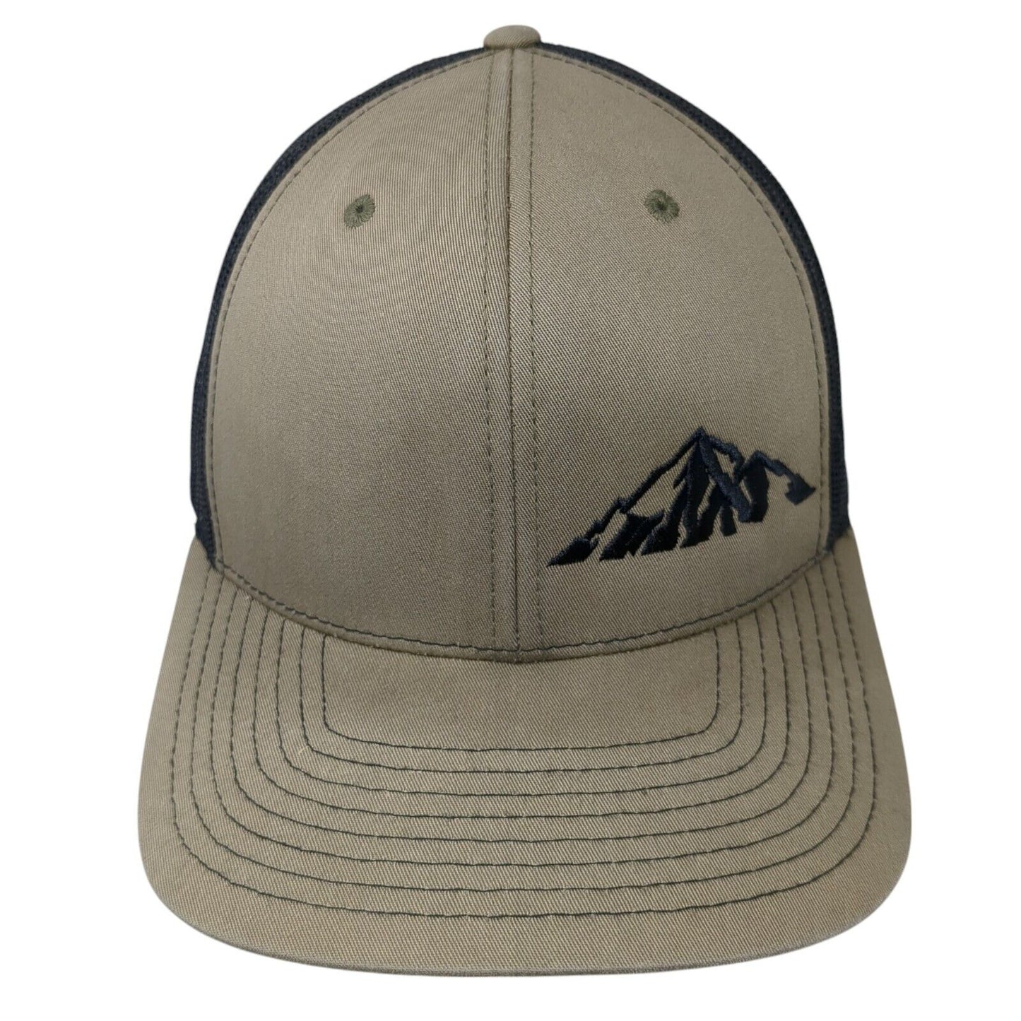 Mountain Snapback Trucker Hat Tan OS Adjustable Embroidered Mesh Richardson