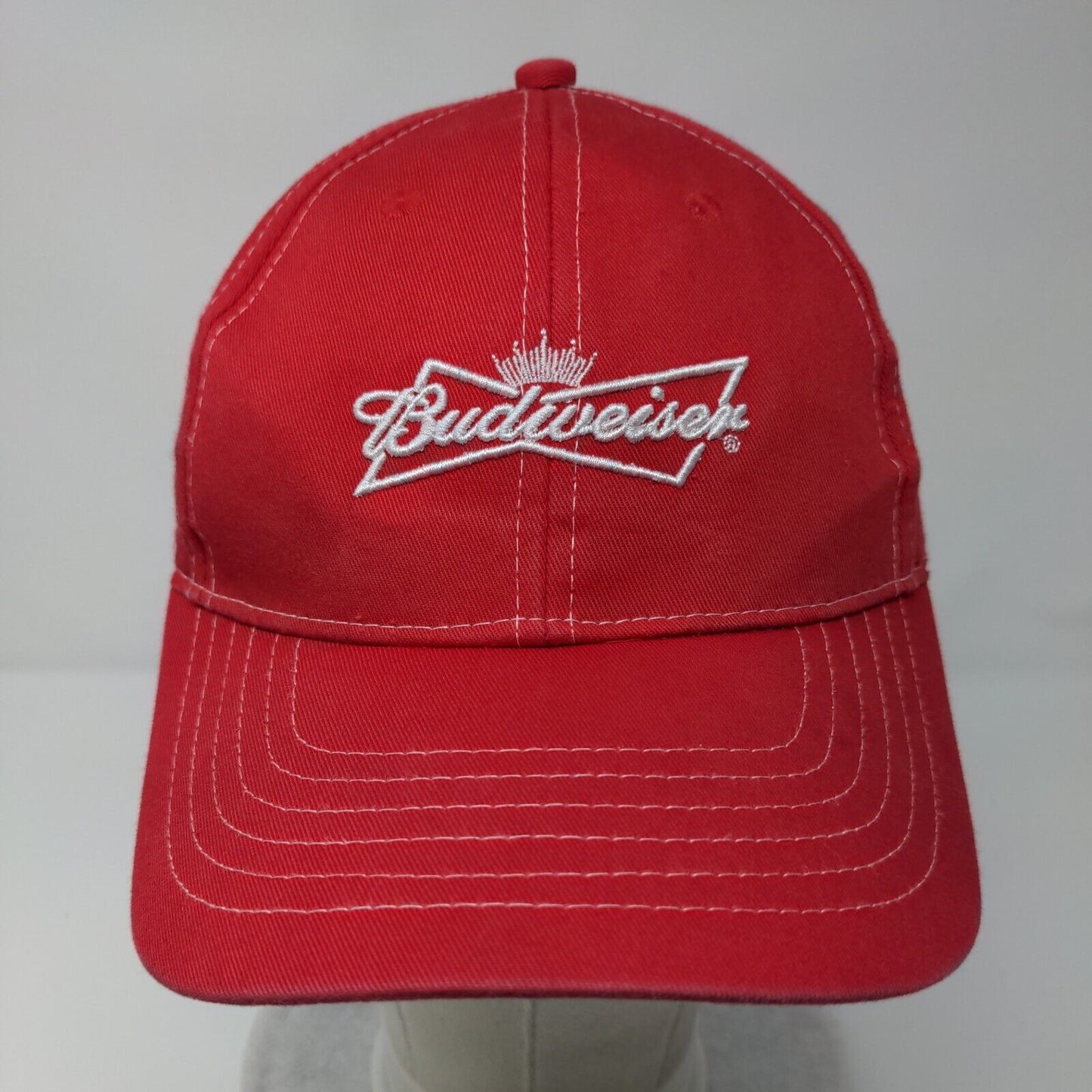 Budweiser Strapback Hat Red One Size Adjustable Embroidered 6 Panel