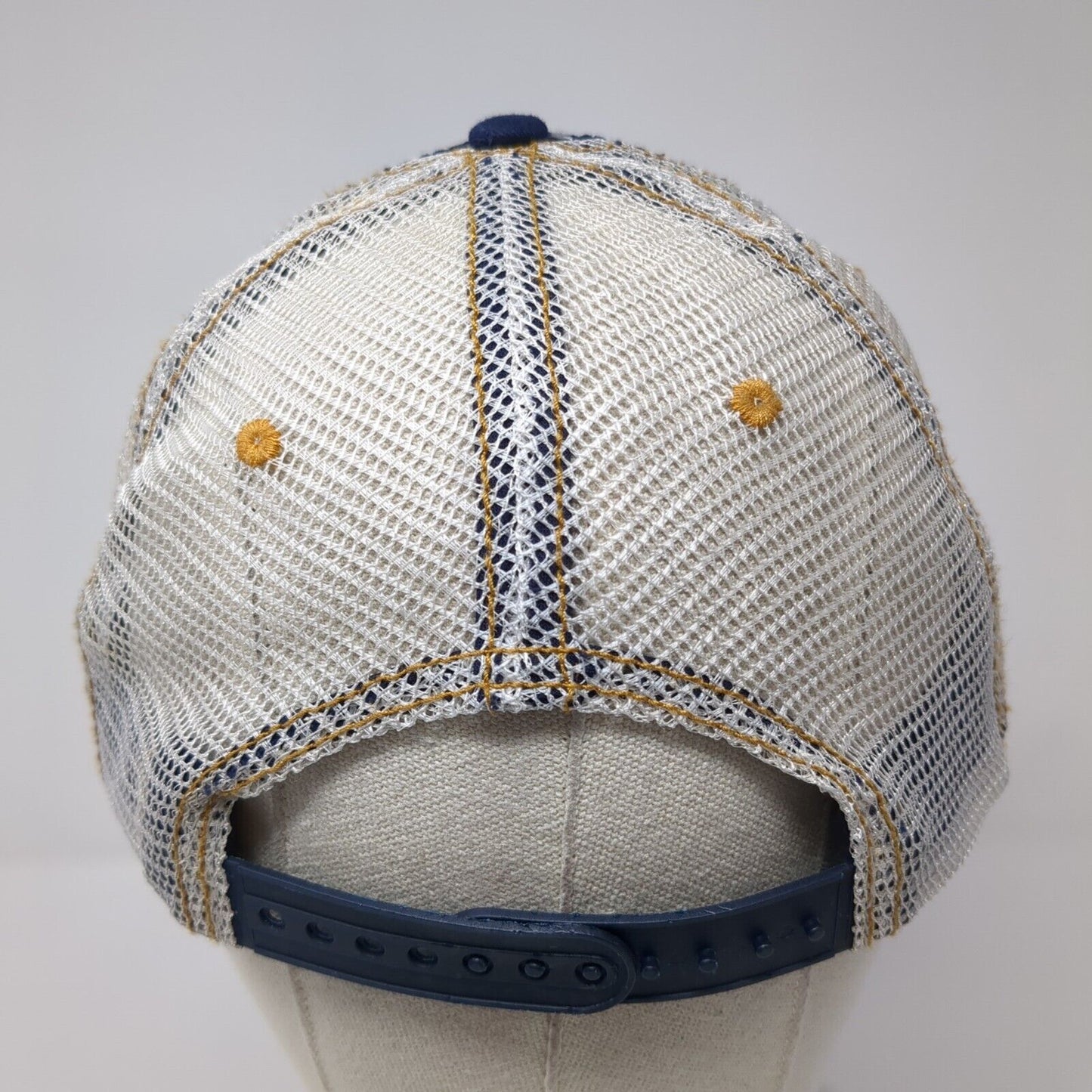 Budweiser Snapback Trucker Hat Blue One Size Adjustable Mesh Back Distressed