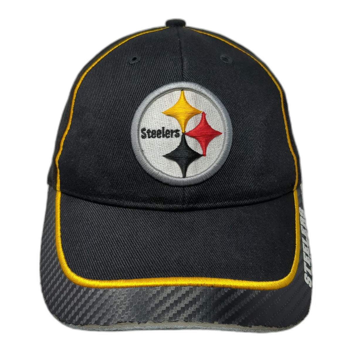 Pittsburgh Steelers NFL Team Apparel Black One Size Hat Cap Piping Carbon Fiber