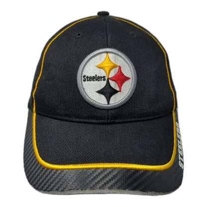Pittsburgh Steelers NFL Team Apparel Black One Size Hat Cap Piping Carbon Fiber