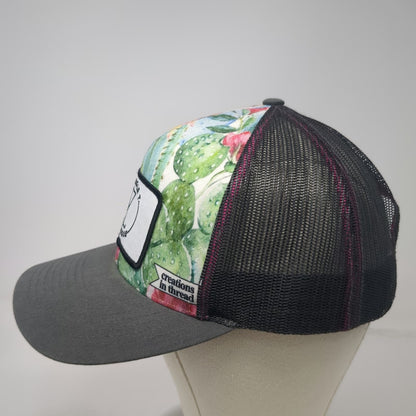 Triangle T Boutique Trucker Hat Gray White One Size Floral Cactus Mesh Snapback