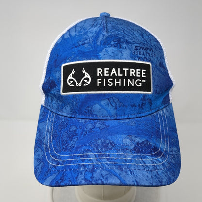 Realtree Fishing Fitted Trucker Hat Blue S/M Embroidered Mesh Back Outdoor Cap