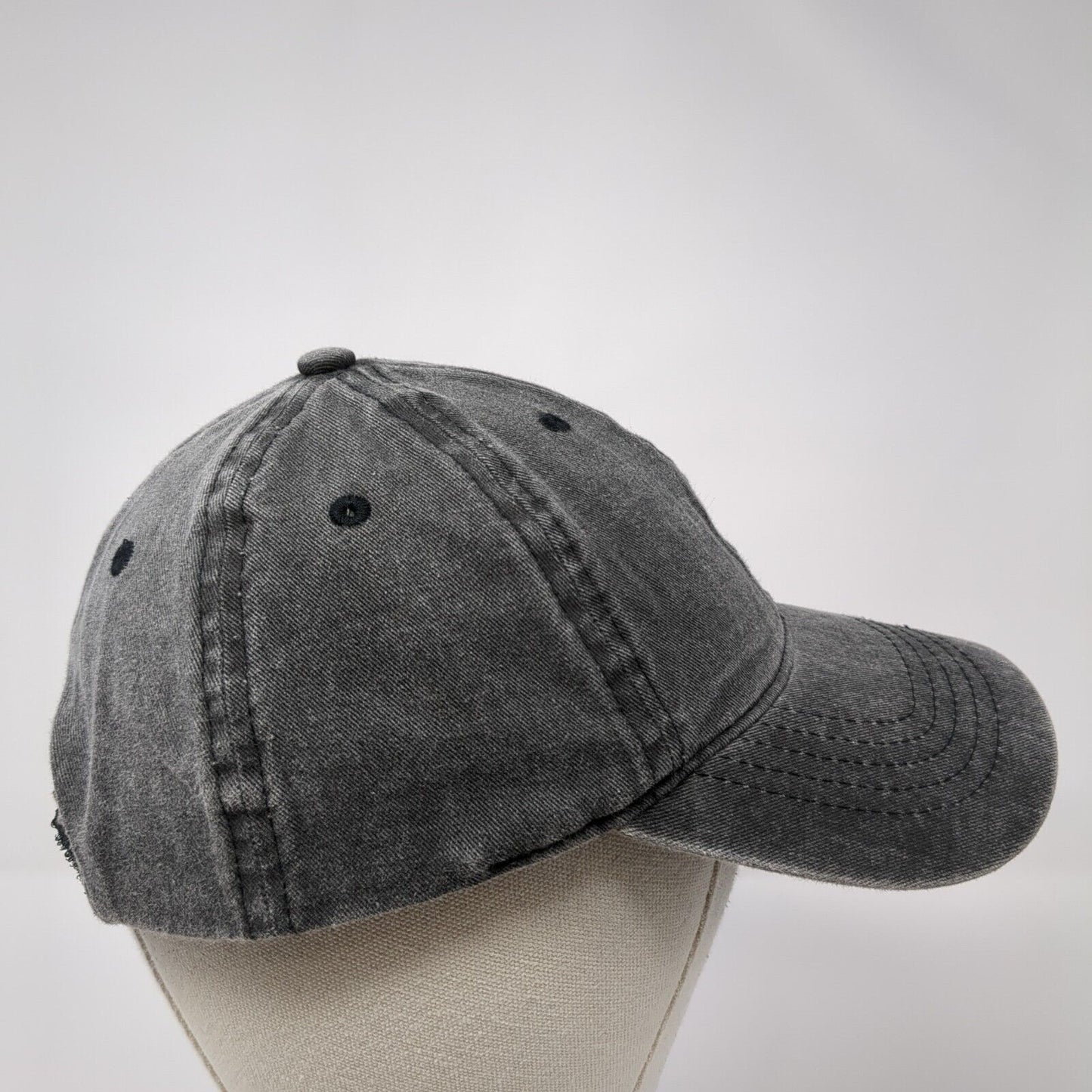 Unbranded Strapback Hat Gray One Size Solid 6 Panel Vent Holes Blank