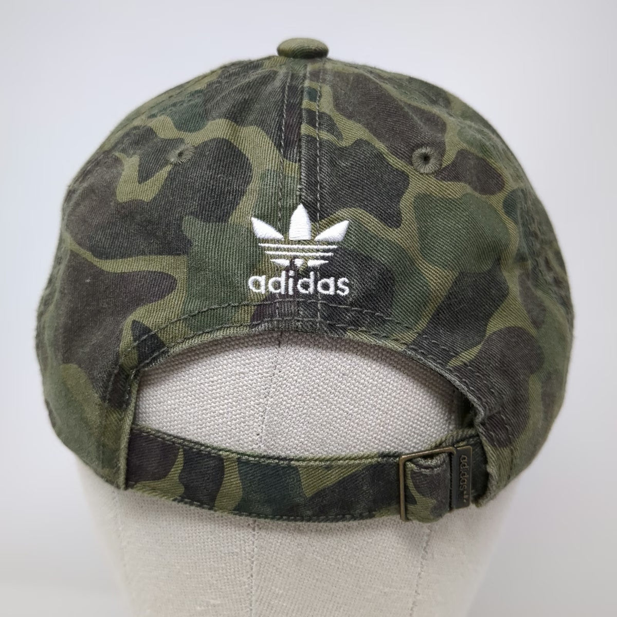 Adidas Baseball Cap Green One Size Camo Embroidered Trefoil Logo Adjustable Hat