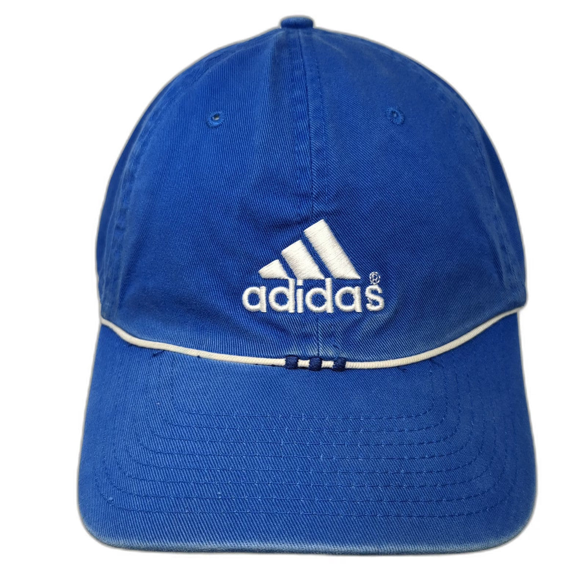 Adidas Baseball Cap Blue White One Size Embroidered Logo Cotton Slideback Hat