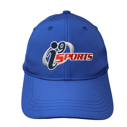 i9 Sports Strapback Hat Blue OS Adjustable Embroidered Vented Holes Polyester