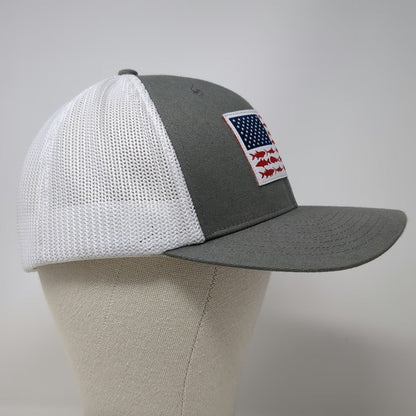 Columbia Baseball Cap Gray XL Mesh Back Fish Flag PFG Performance Fishing Hat