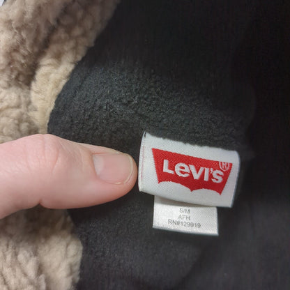 Levi's Leather Patch Fitted Trapper Hat Black S/M Ear Flap Sherpa