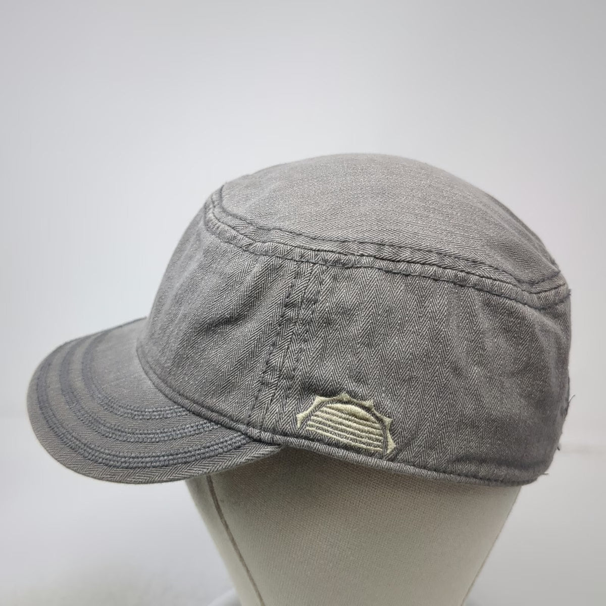 PrAna Army Cap Gray OSFM Herringbone Cotton Adjustable Contrast Underbrim Hat