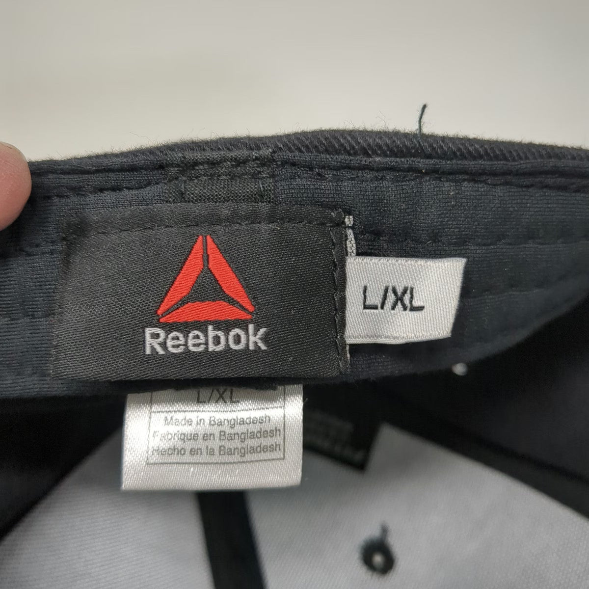 Reebok Baseball Cap Black XL UFC Logo Embroidered Stretch Fit Curved Brim Hat