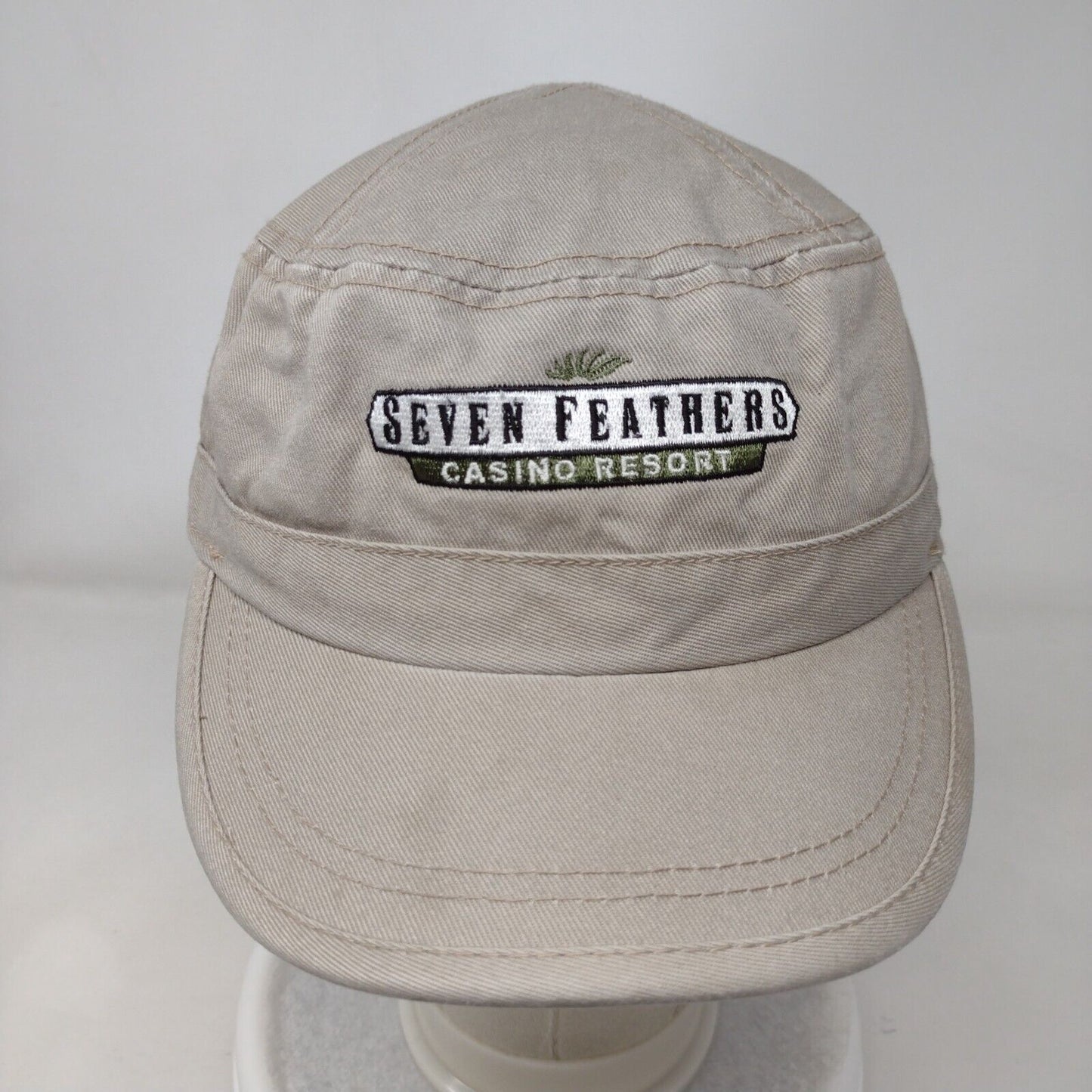 Seven Feathers Casino Resort Strapback Cadet Army Cap Tan OS Adjustable Cotton