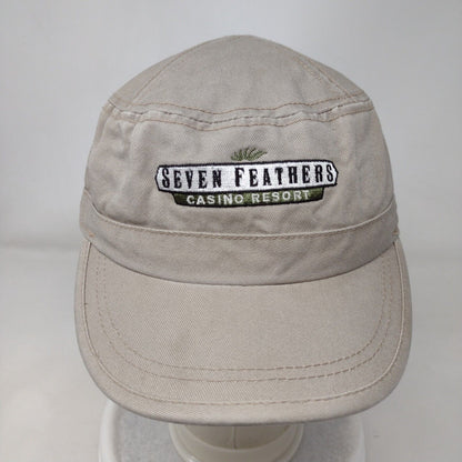 Seven Feathers Casino Resort Strapback Cadet Army Cap Tan OS Adjustable Cotton