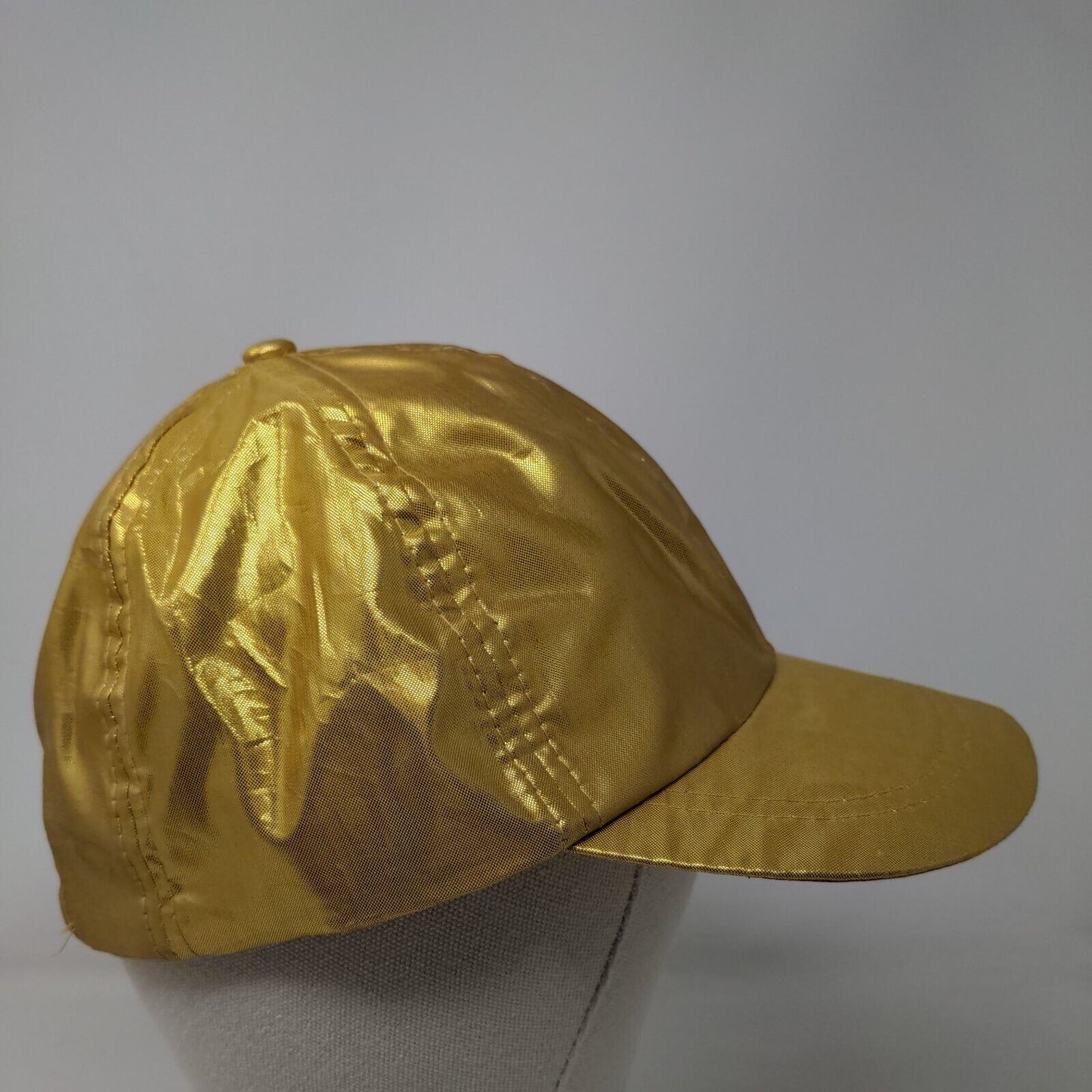 Jhats Stretch Strapback Hat Gold OSFA 6 Panel Lightweight Metallic Blank