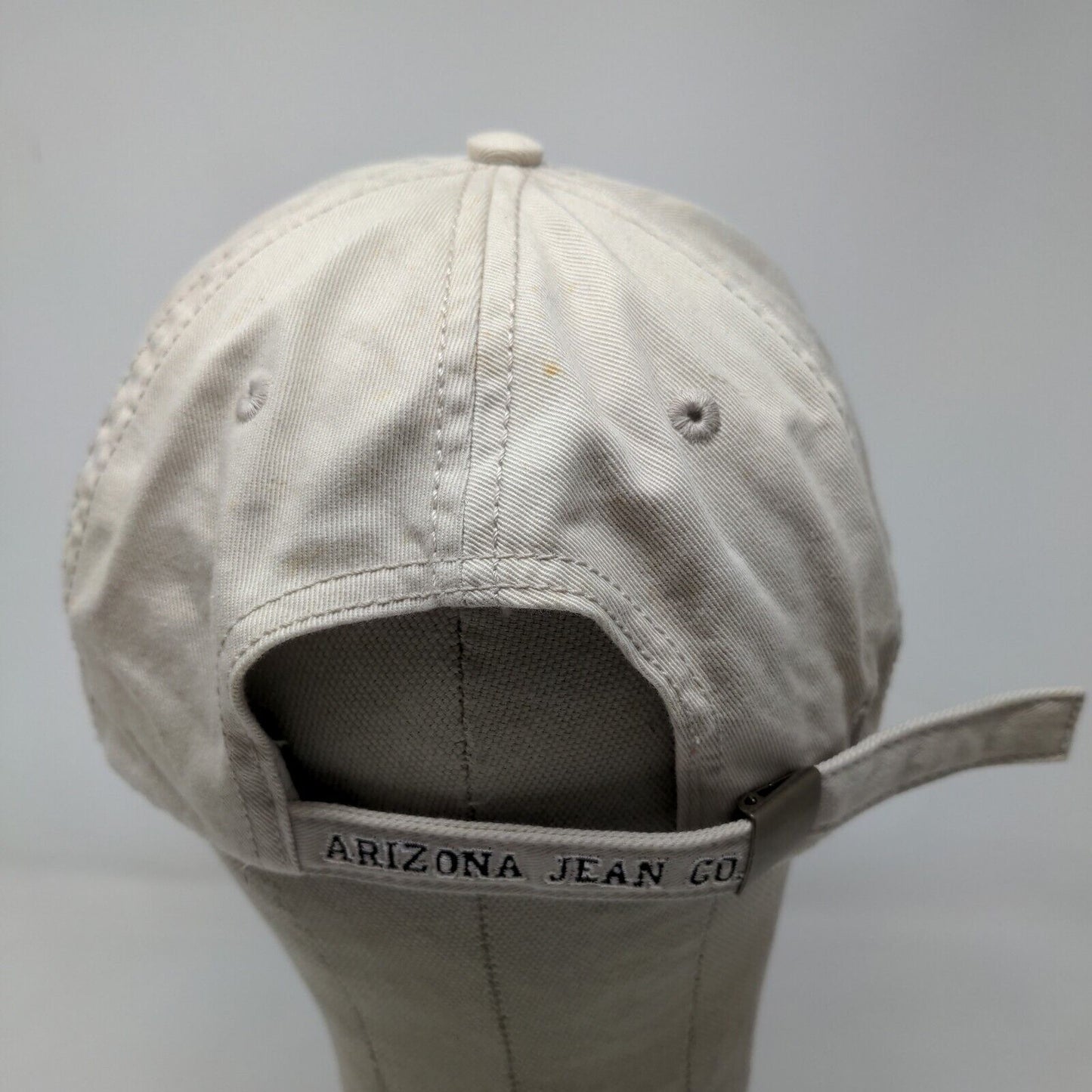 Arizona Jean Co Men's Slideback Hat Tan OSFA Vintage 2002 Embroidered Flag Logo