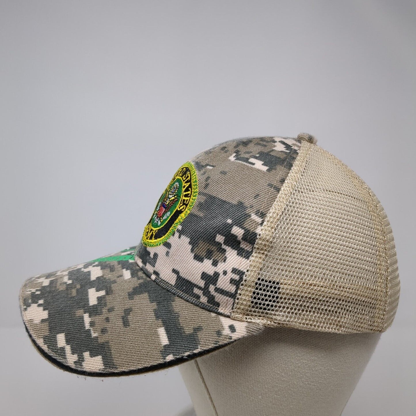 United States Army Snapback Trucker Hat Camouflage OS Adjustable Mesh Back