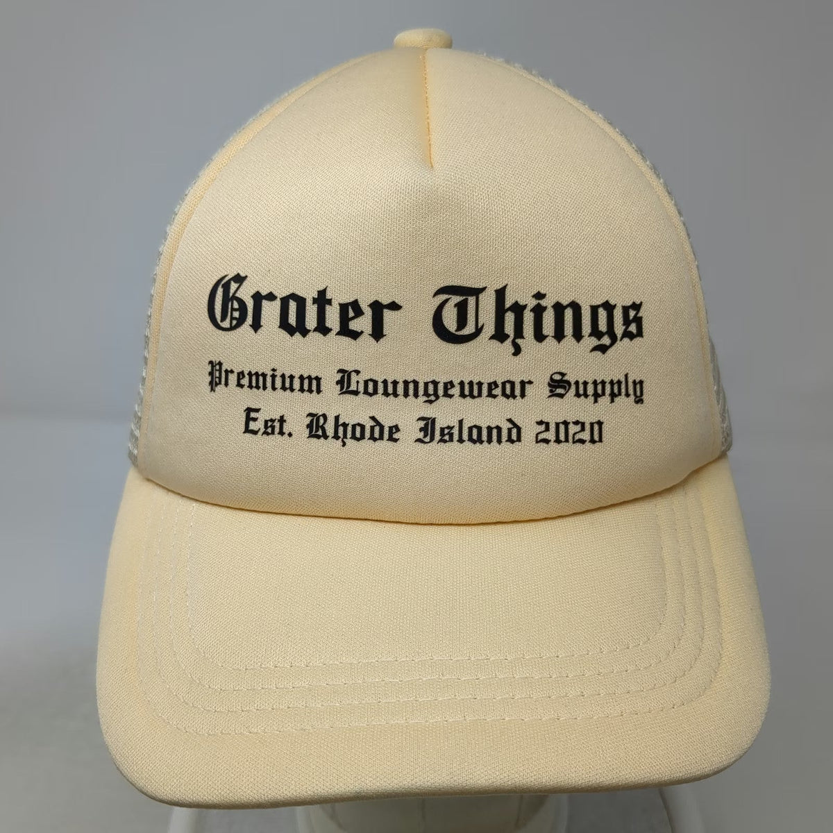 Grater Things Trucker Hat Beige One Size Rhode Island Snapback Mesh Back Hat