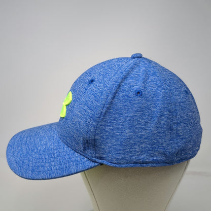 Under Armour Baseball Cap Blue XL Stretch Fit Heathered Neon Yellow Logo Hat