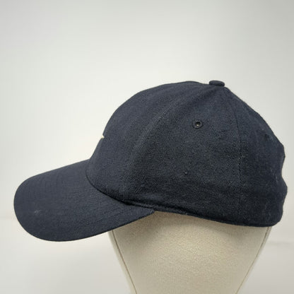 Nike Baseball Cap Black 7 1/4 Fitted 100% Wool Yellow Swoosh Logo Athletic Hat