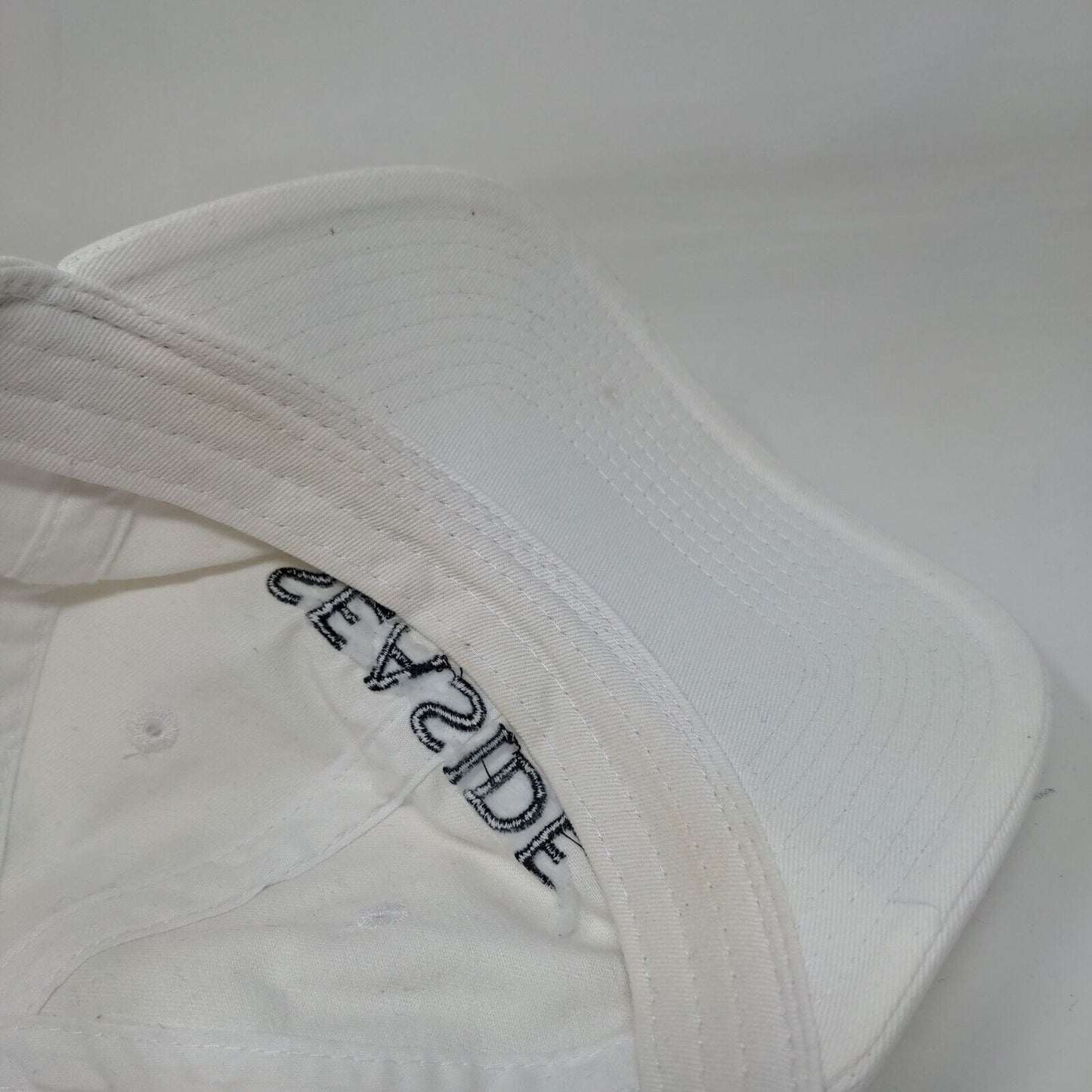 Seaside Strapback Hat White OSFM Adjustable Embroidered Vent Holes