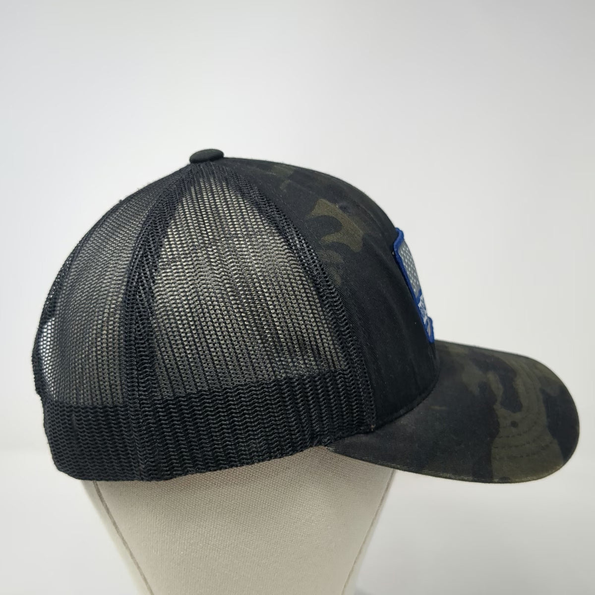 Sport-Tek Trucker Hat Black Gray One Size Camo Mesh Amsco Windows Patch Snapback