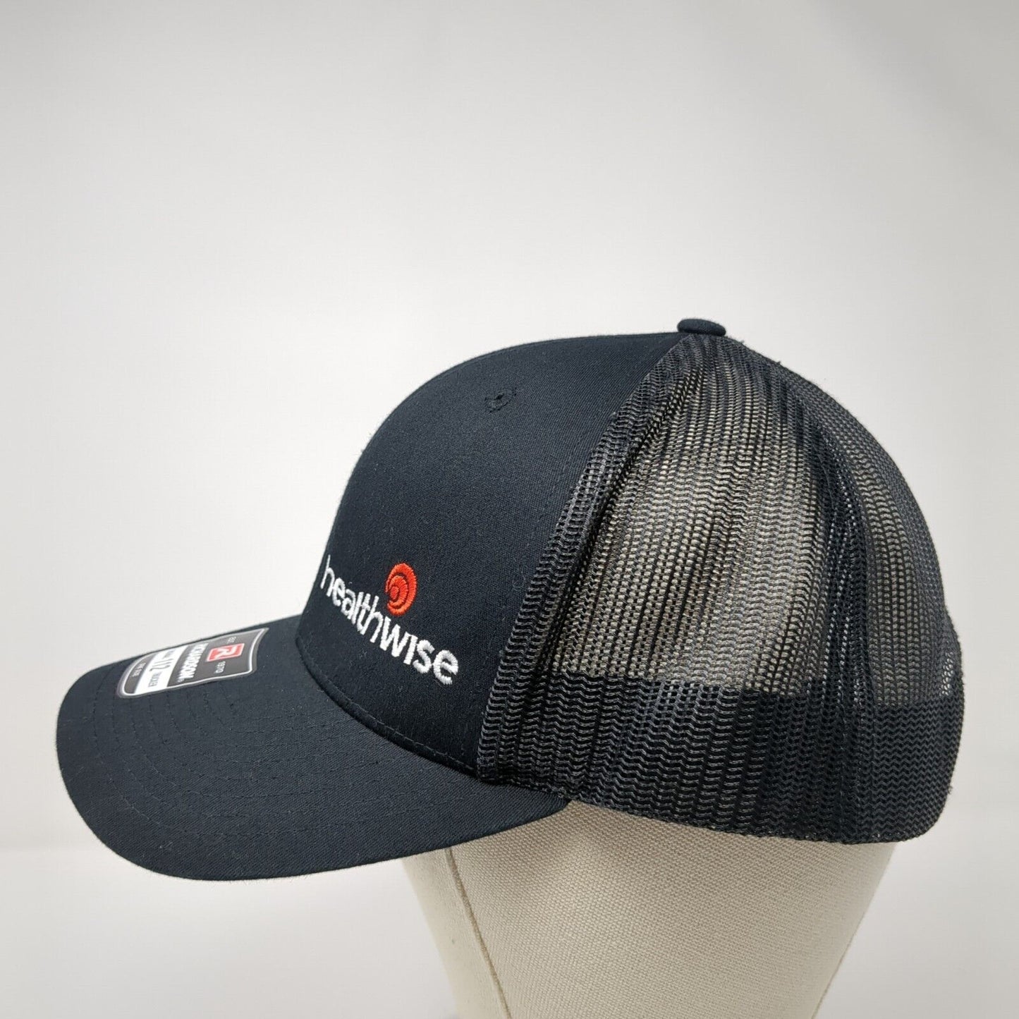 Healthwise Snapback Mesh Back Trucker Hat Black One Size Embroidered