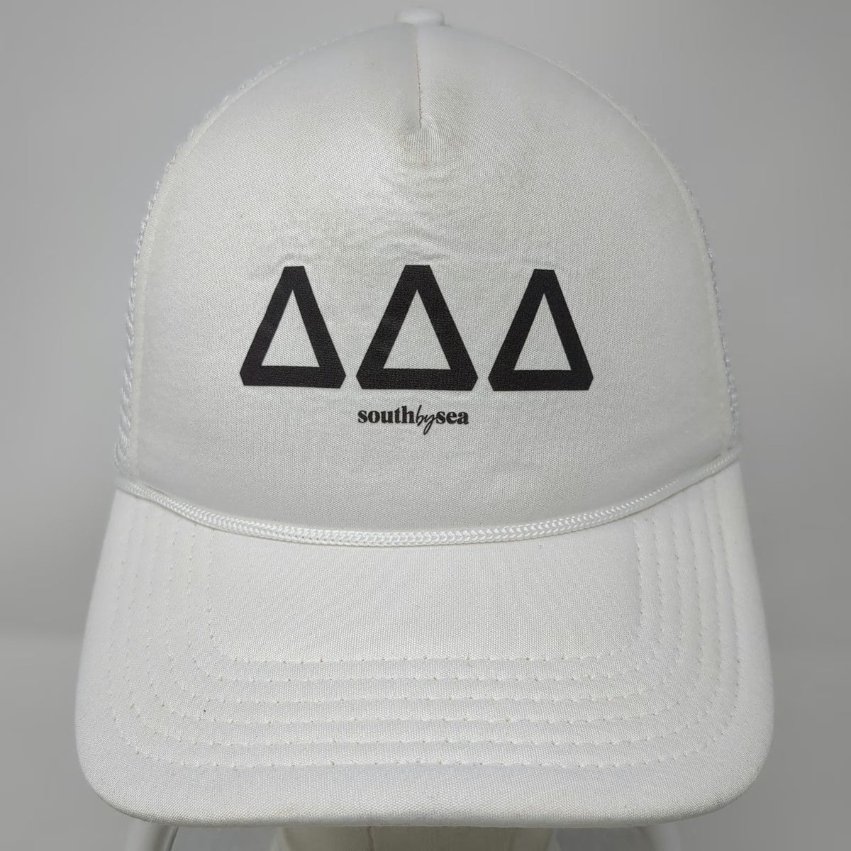 South by Sea Trucker Hat White One Size Delta Delta Delta Sorority Mesh Snapback