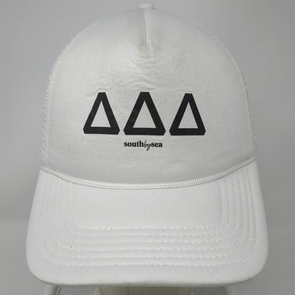 South by Sea Trucker Hat White One Size Delta Delta Delta Sorority Mesh Snapback