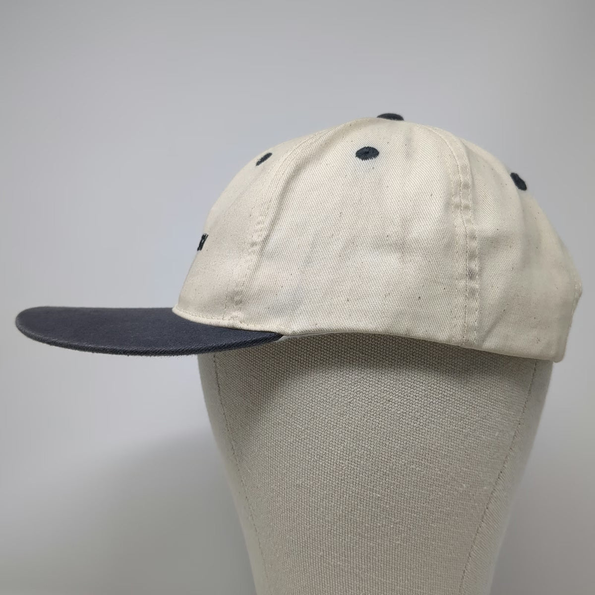 Del Sol Baseball Cap Beige One Size Blue Contrast Brim Embroidered Sun Logo Hat