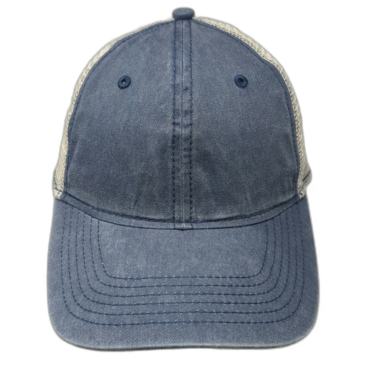 George Trucker Hat Blue One Size Mesh Back Snapback Curved Brim Cotton