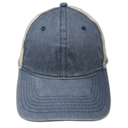 George Trucker Hat Blue One Size Mesh Back Snapback Curved Brim Cotton