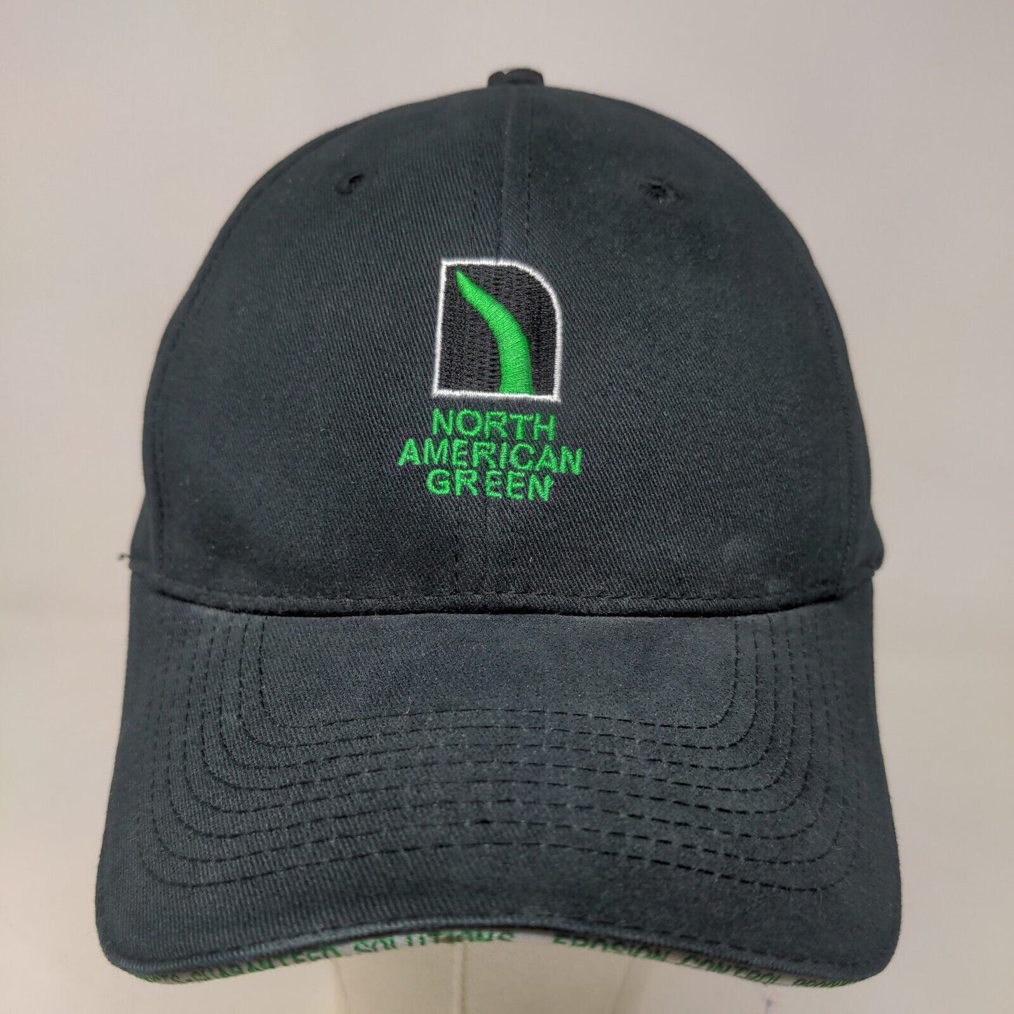 North American Green Men's Strapback Hat Black Size OSFA Embroidered Logo Cotton