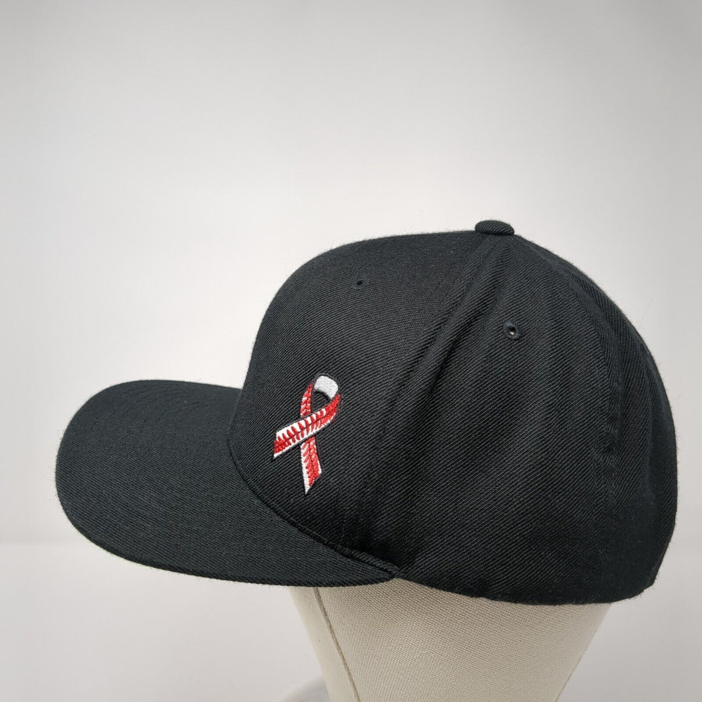 Red Ribbon Snapback Hat Black One Size Fight Until The Last Out Yupoong