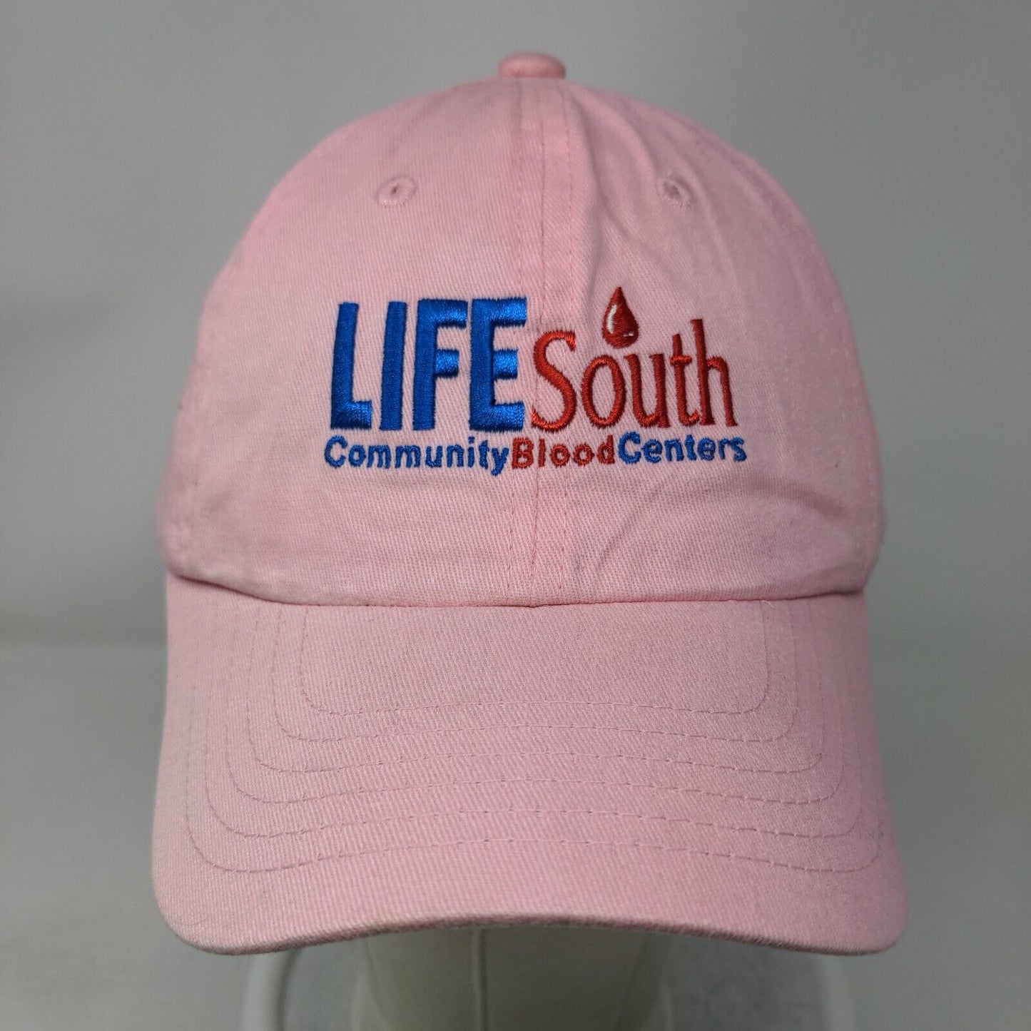 Life South Community Blood Centers Slideback Hat Pink One Size Embroidered