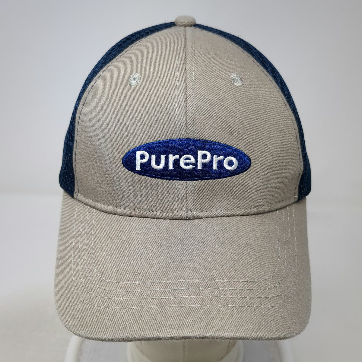 F.W. Webb PurePro Baseball Cap Beige Blue OSFM Mesh Strapback Embroidered Hat