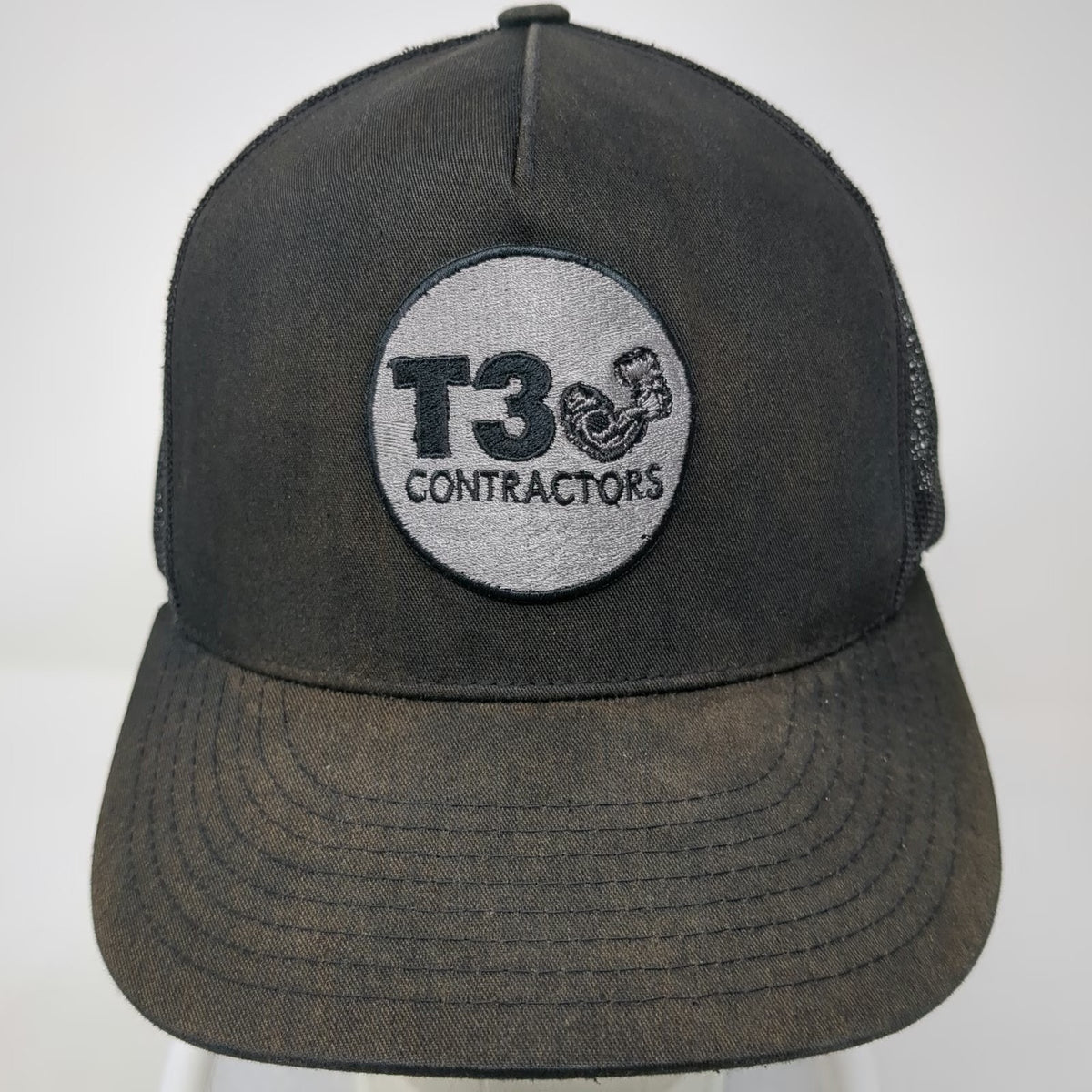Yupoong Trucker Hat Black One Size T3 Contractors Bicep Logo Mesh Back Snapback