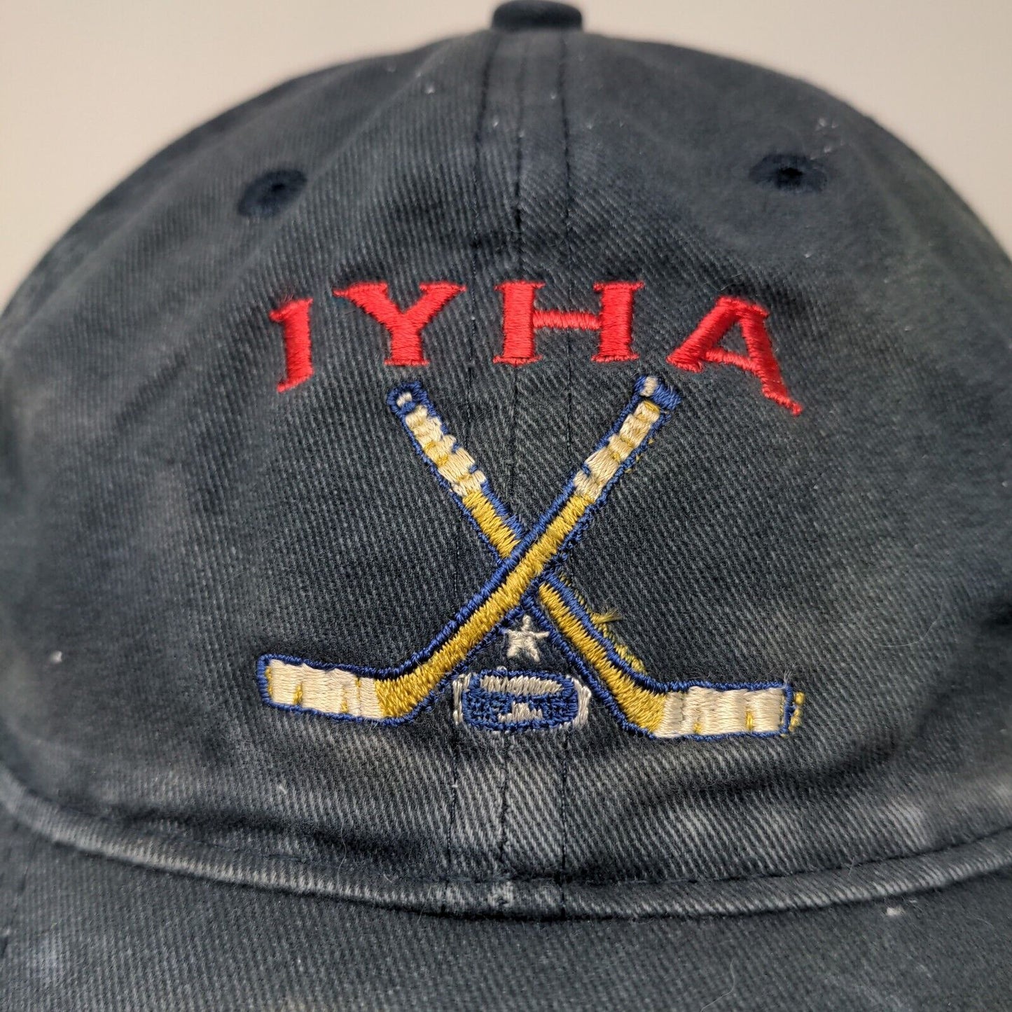 Port & Company Men's Slideback Hat Blue Embroidered IYHA Hockey Stick Logo