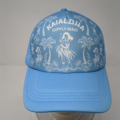 Kaialoha Supply Maui Snapback Trucker Hat Blue One Size Adjustable Mesh Back