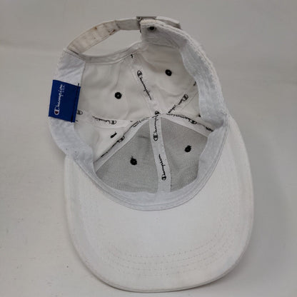 Champion Slideback Hat White One Size Adjustable Embroidered 6 Panel Cotton