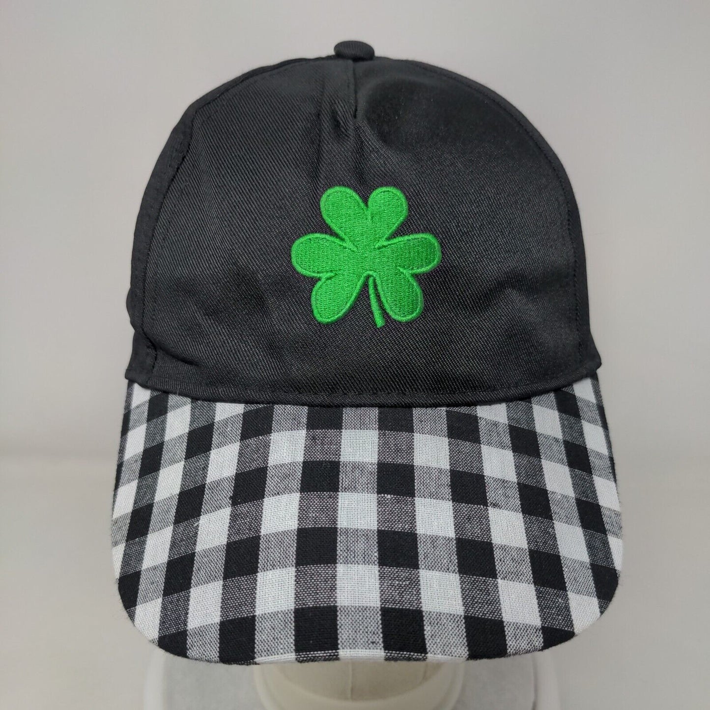 Clover Shamrock Strapback Hat Multicolor One Size Embroidered Check