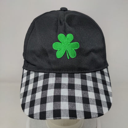 Clover Shamrock Strapback Hat Multicolor One Size Embroidered Check