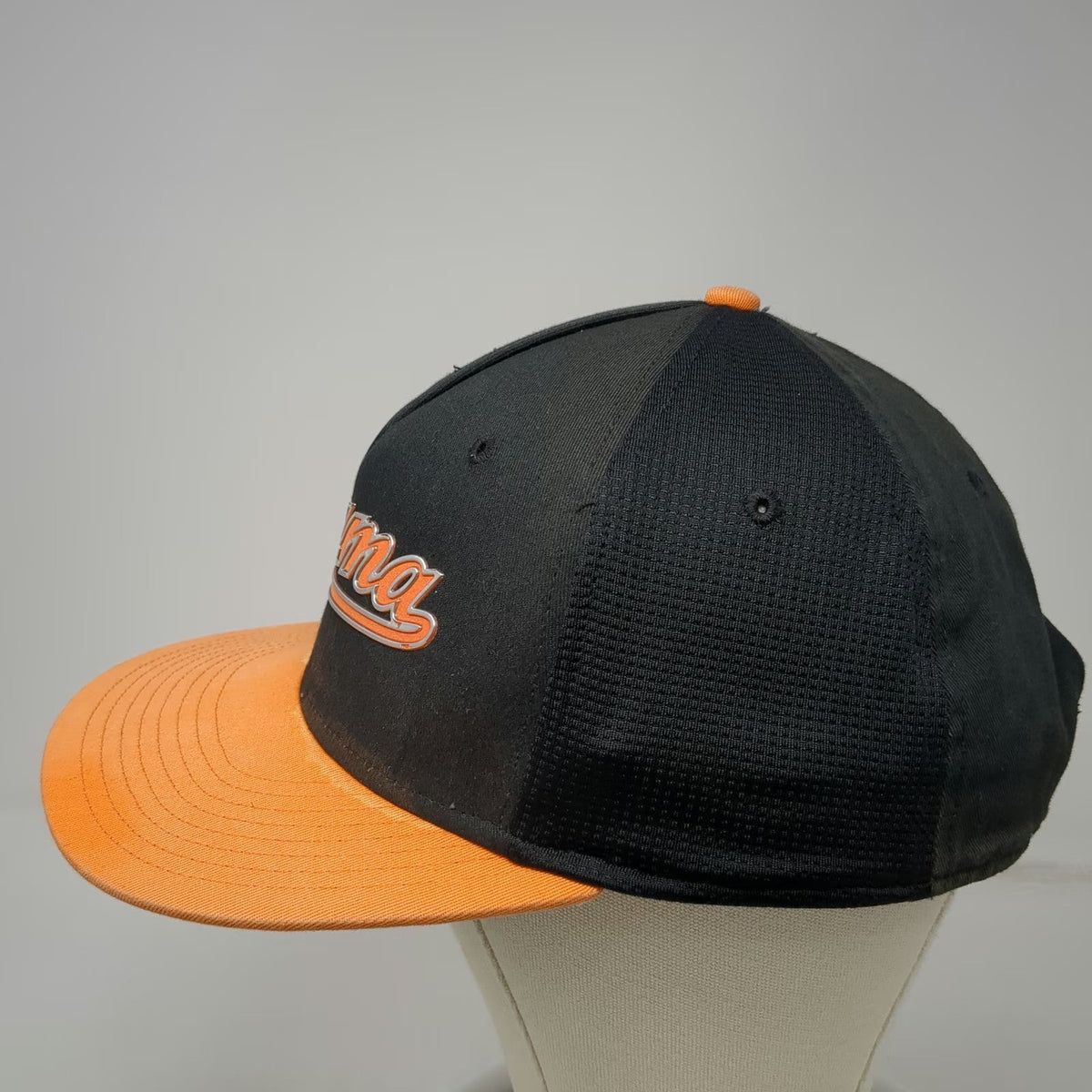 Puma Trucker Hat Black Orange One Size Snapback Flat Brim Mesh Performance