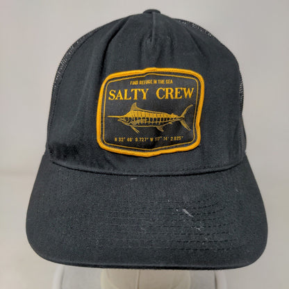 Find Refuge in The Sea Salty Crew Snapback Trucker Hat Black One Size Mesh Back