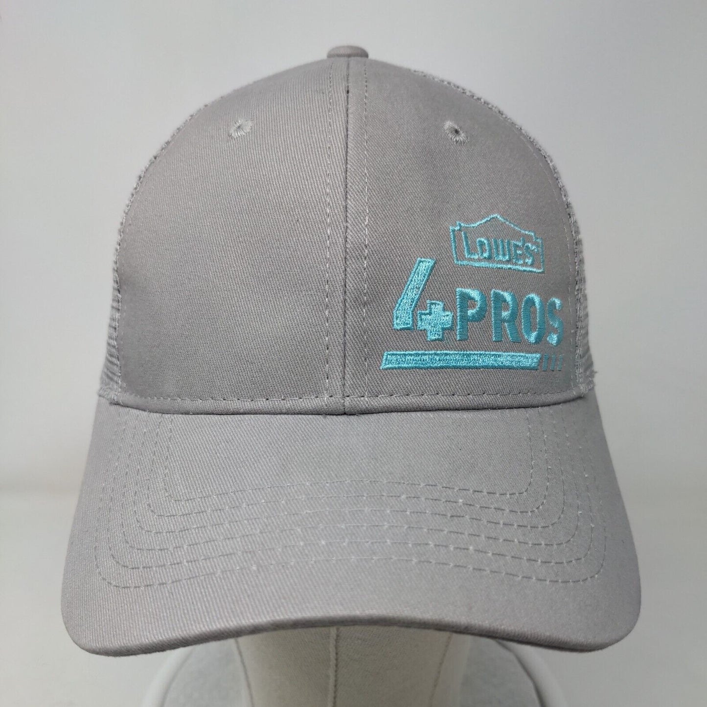 Lowe's 4 Pros Snap Back Trucker Hat Gray One Size Embroidered Mesh Back