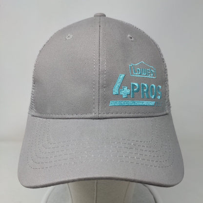 Lowe's 4 Pros Snap Back Trucker Hat Gray One Size Embroidered Mesh Back
