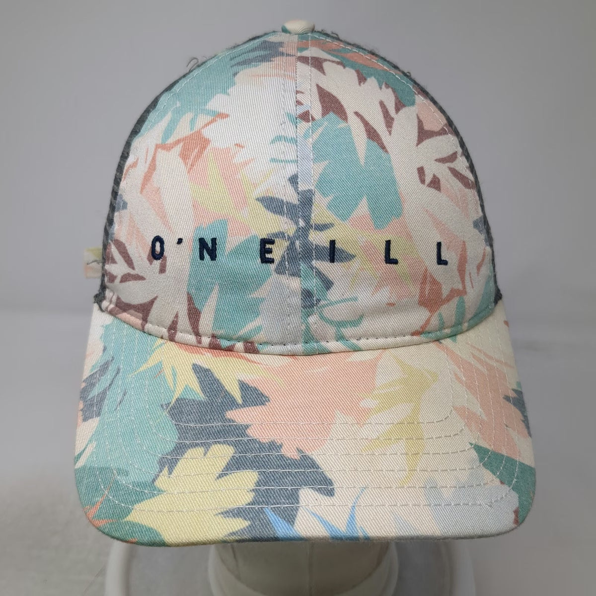O'Neill Baseball Cap Gray One Size Mesh Back Tropical Floral Beach Hat