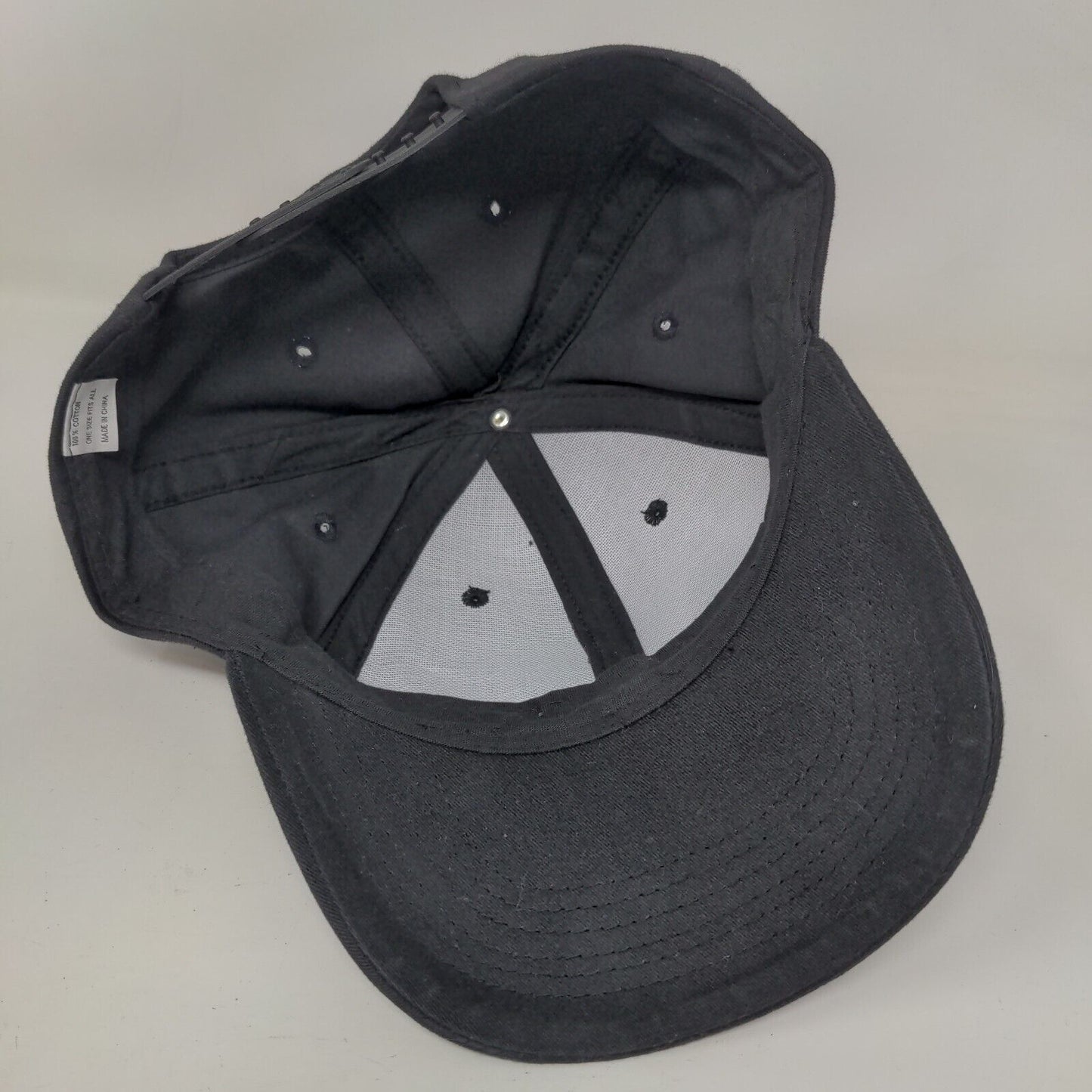 Unbranded Snapback Hat Black OSFA Solid Adjustable Blank Vent Holes