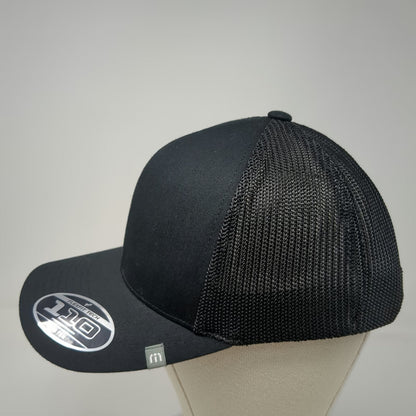 TravisMathew Trucker Hat Black One Size Mesh Snapback Flexfit 110 Curved Brim